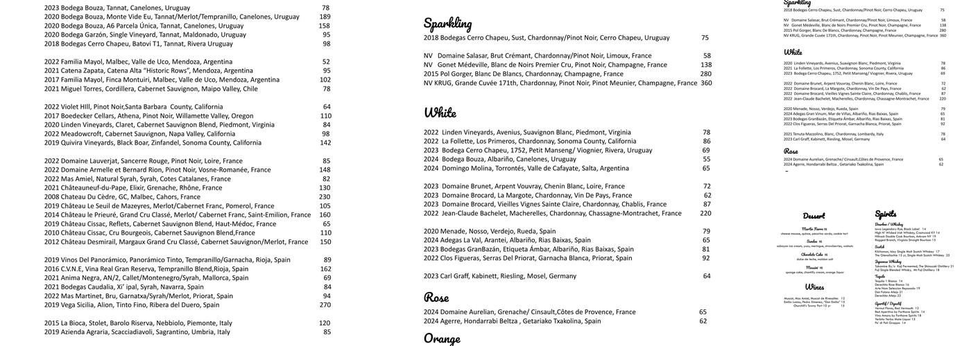 Ceibo Menu