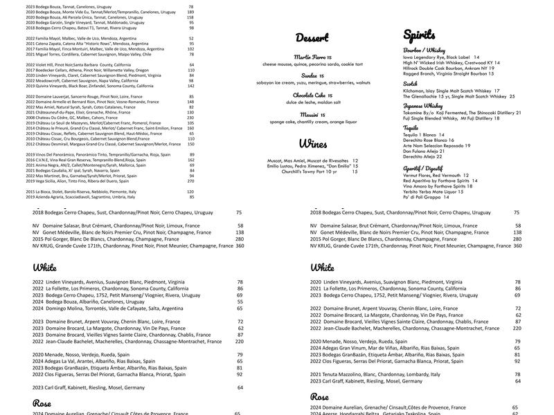 Ceibo Menu