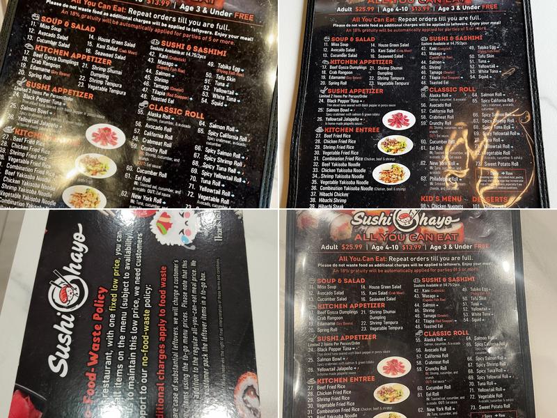 sushi ohayo Menu