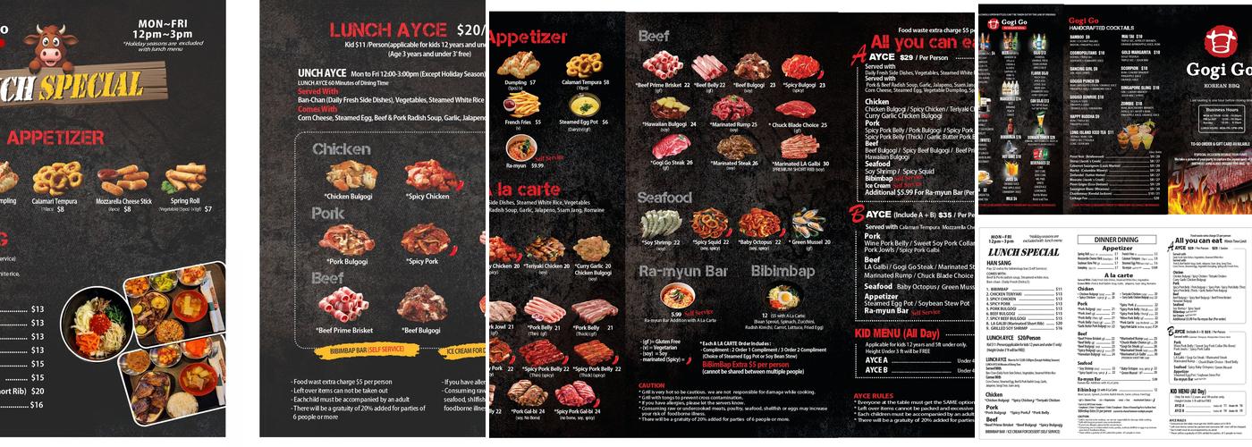 Gogi Go Korean BBQ Menu