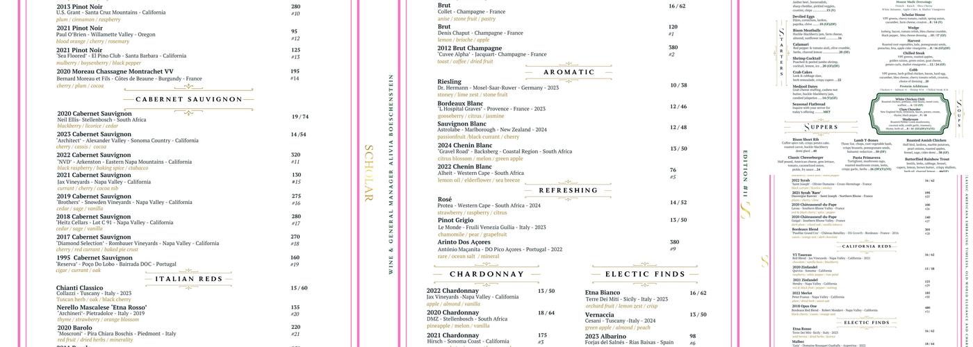 Scholar Menu