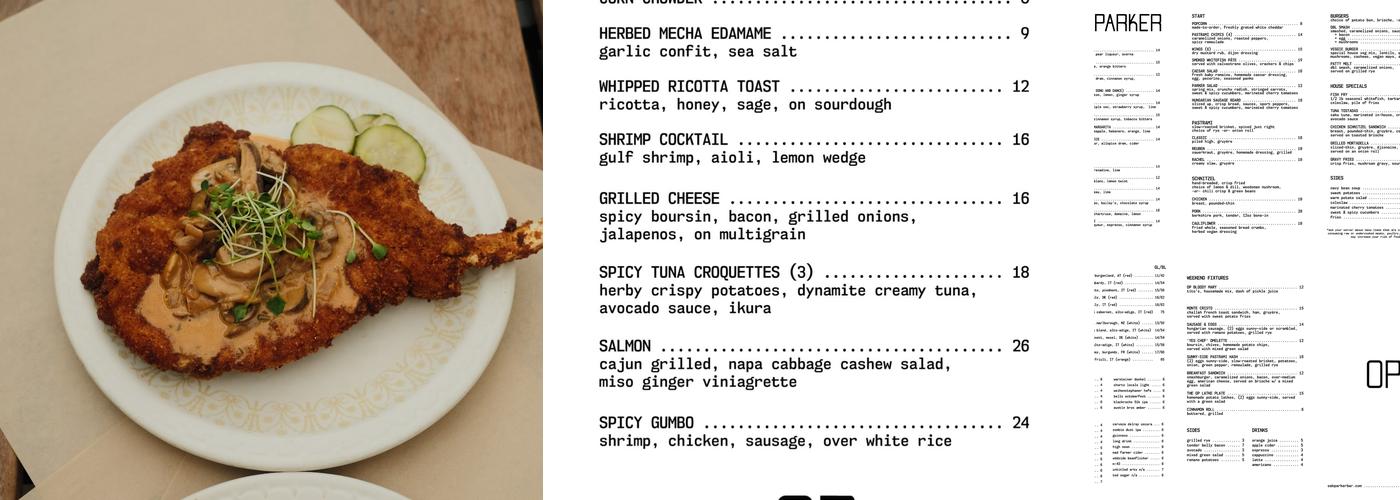 Oak Parker Menu