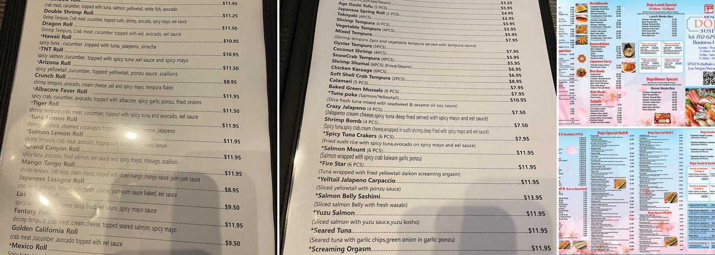 Dojo Sushi Menu