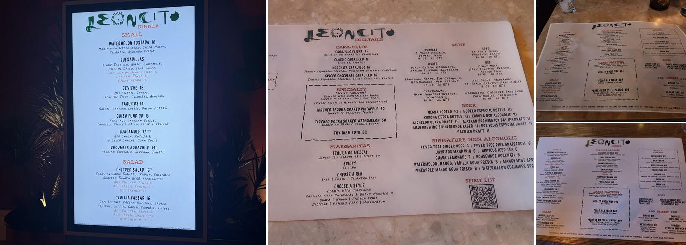 Leoncito Menu