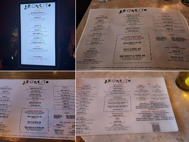 Leoncito Menu