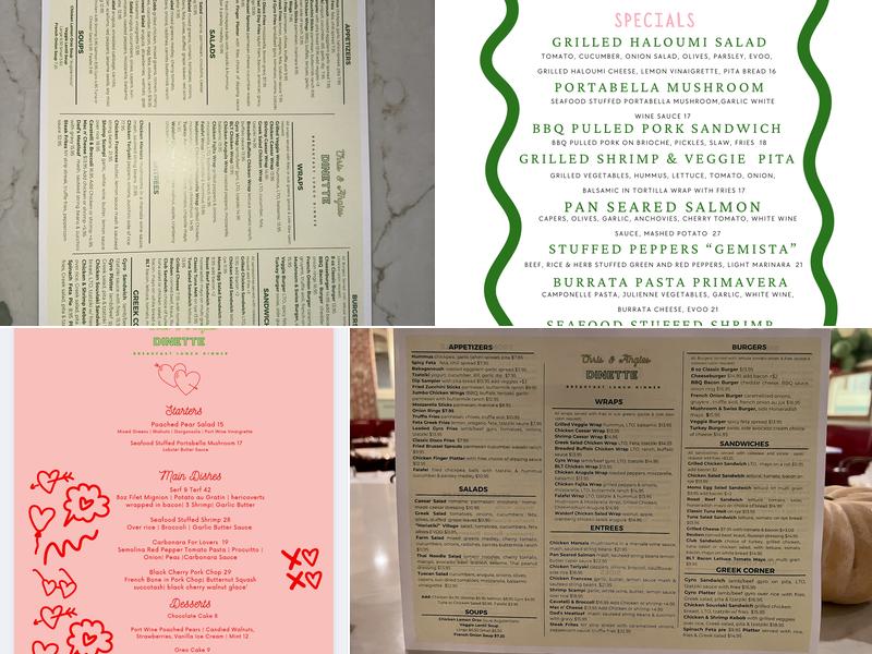 Chris & Angie’s Dinette Menu