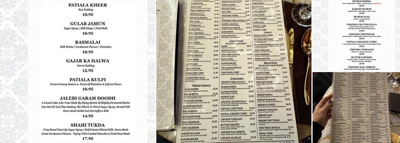 Patiala Indian Grill & Bar Menu
