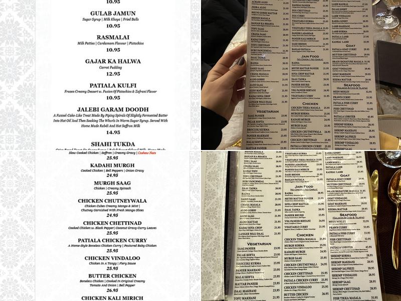 Patiala Indian Grill & Bar Menu