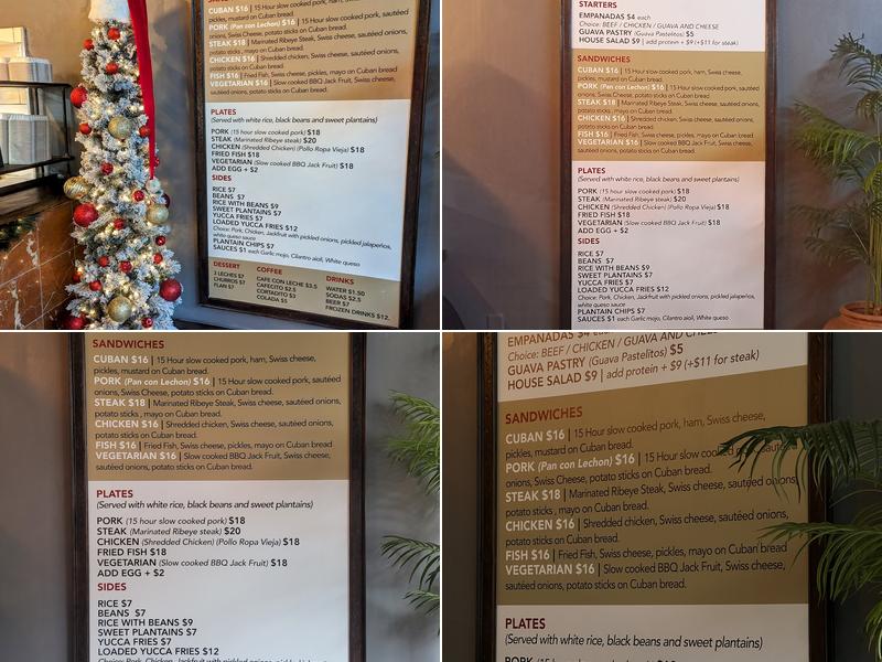Cuban Shack Menu
