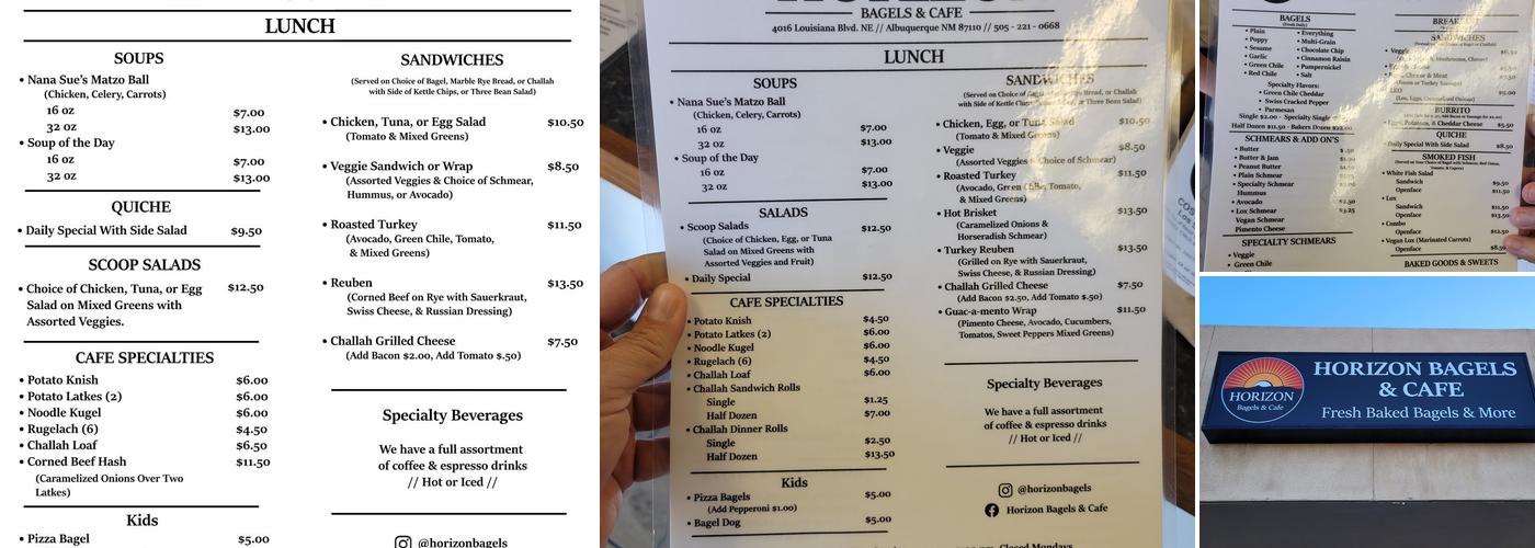 Horizon Bagels & Cafe Menu