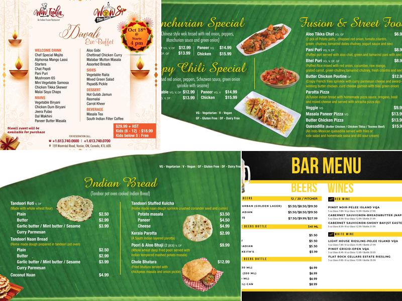 Wow India Restaurant Ottawa Menu