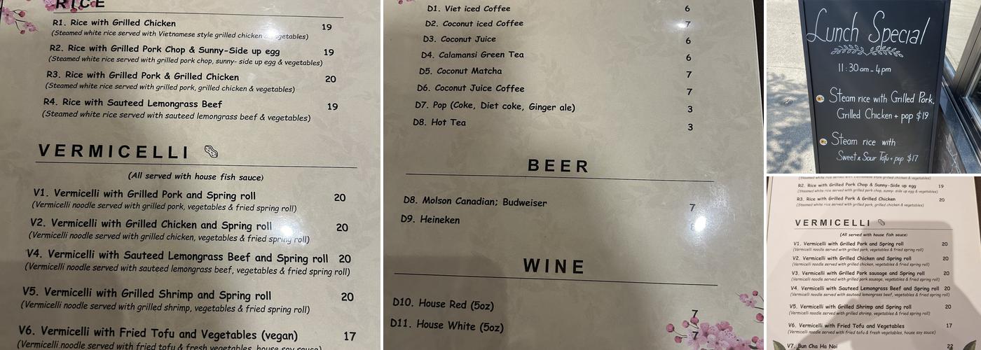 Nang Saigon Menu