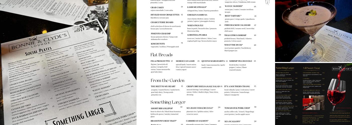 Bonnie & Clyde’s Lounge Menu