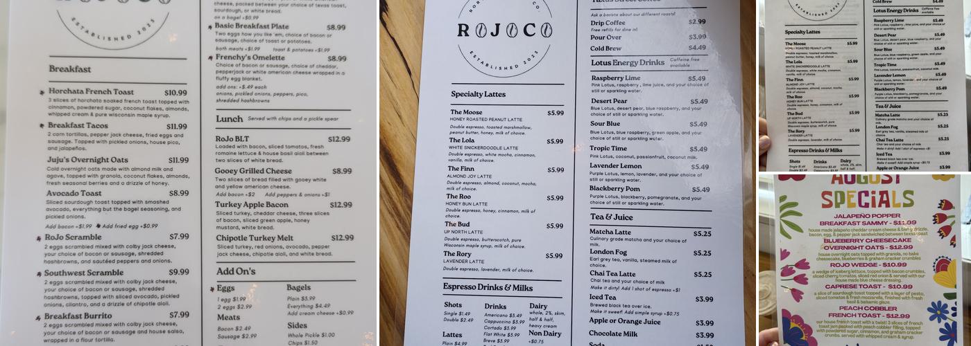 RoJo Coffee Co. Menu