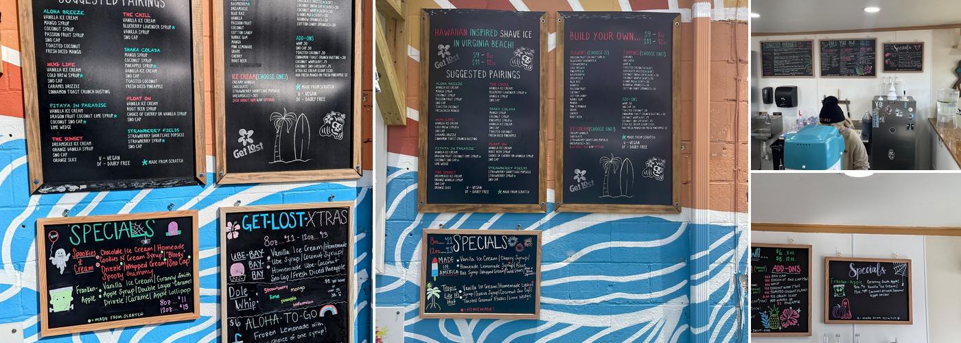 Get Lost Shave Ice Menu