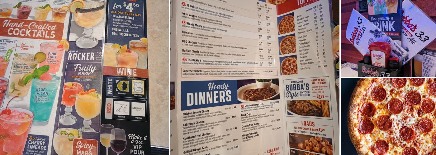 Bubba's 33 Menu