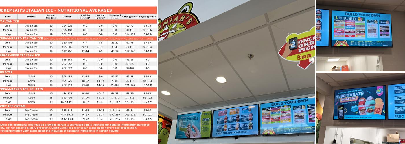 Jeremiah's Italian Ice Menu
