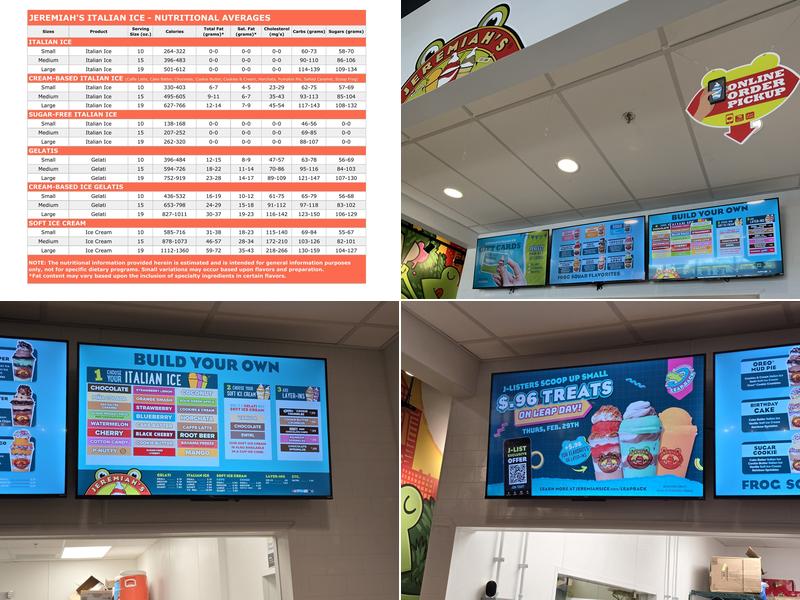 Jeremiah's Italian Ice Menu