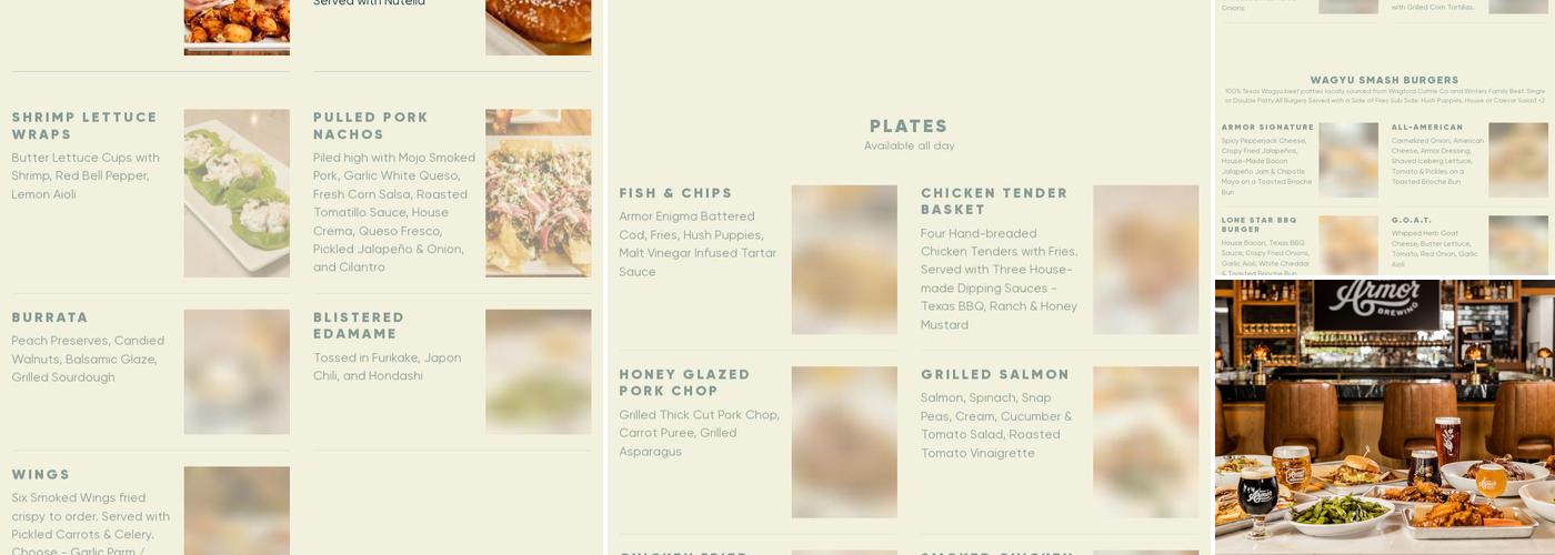 Armor Brewing Co Menu