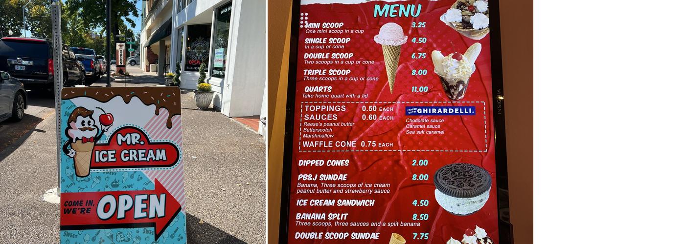 Mr. Ice Cream Menu