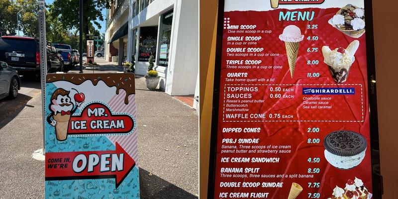 Mr. Ice Cream Menu