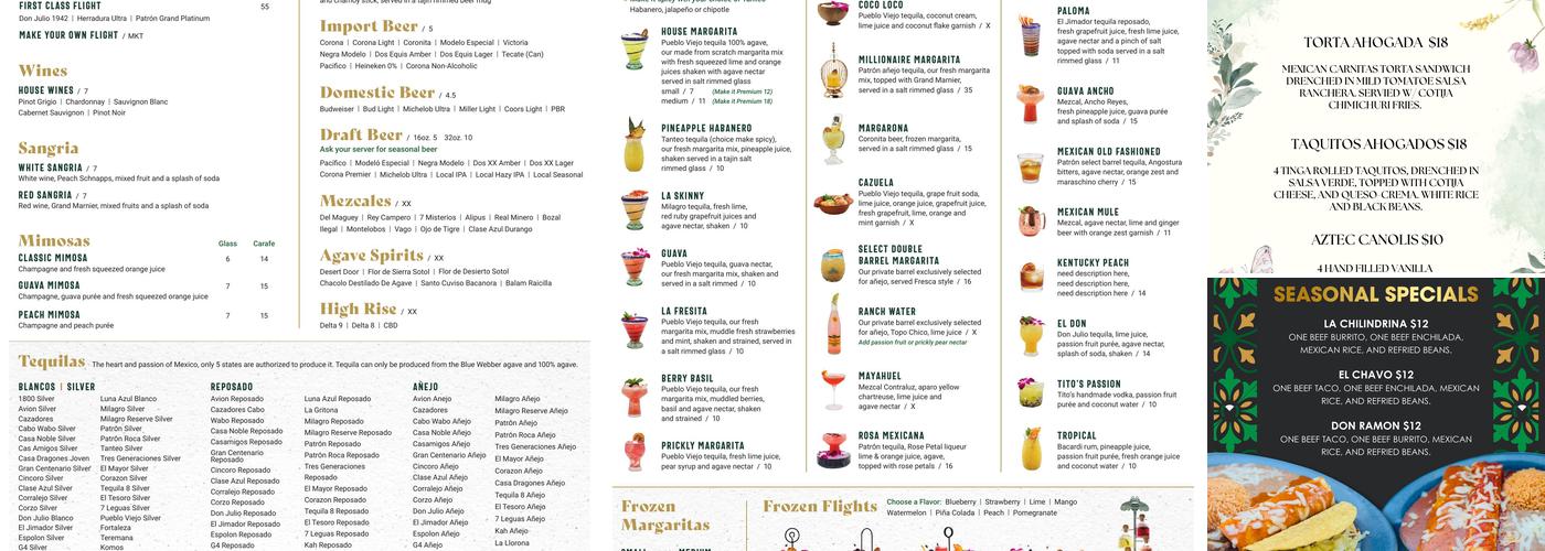 Añejo Tacos & Tequila Menu