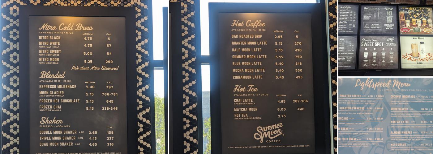 Summer Moon Coffee Menu