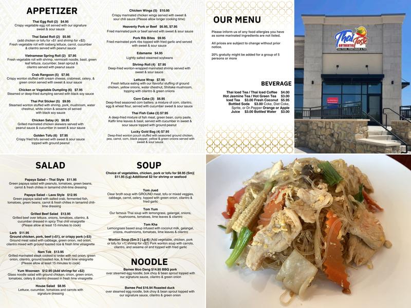 Thai Taste Menu
