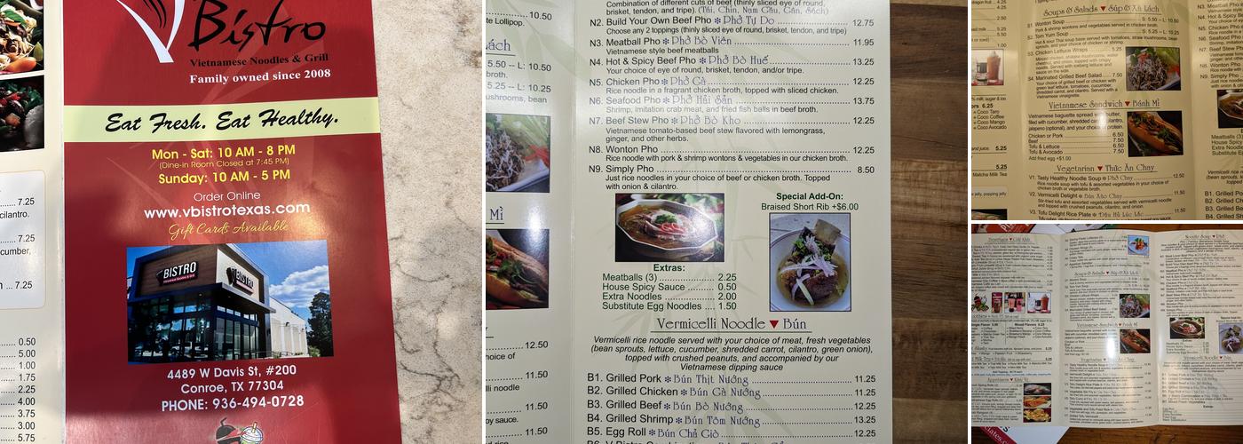 V Bistro - Vietnamese Noodles & Grill Menu