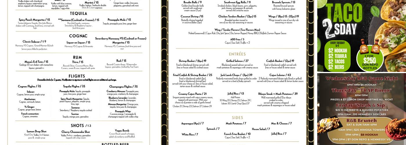Maya Lounge Menu