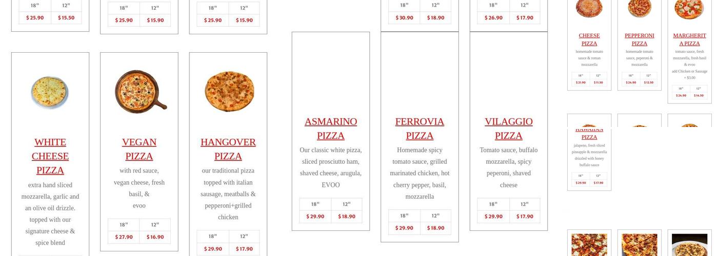 MINYA'S PIZZA Menu