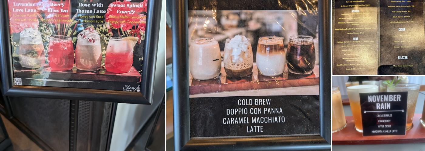 Ebony and Ivory Coffee Menu