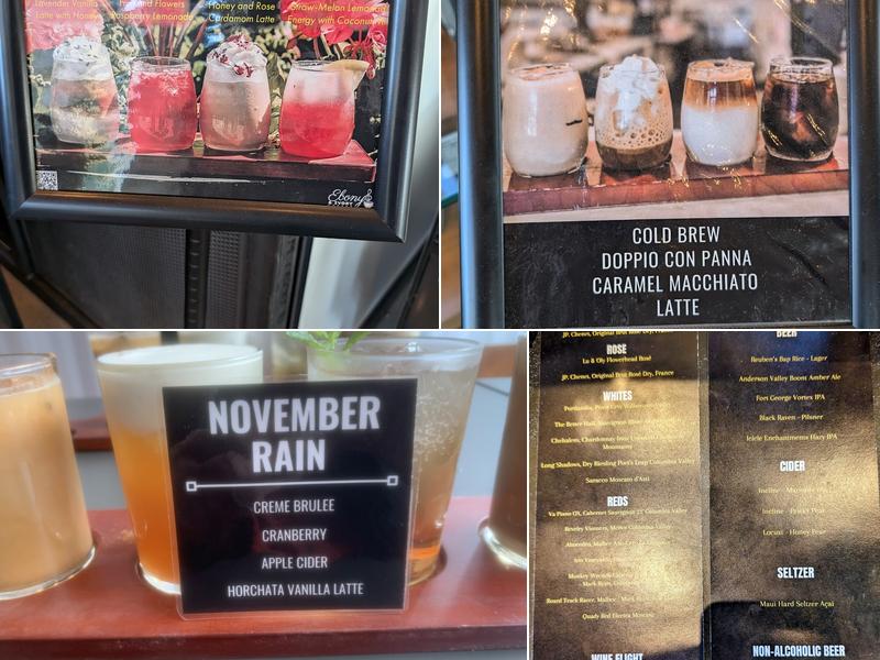 Ebony and Ivory Coffee Menu