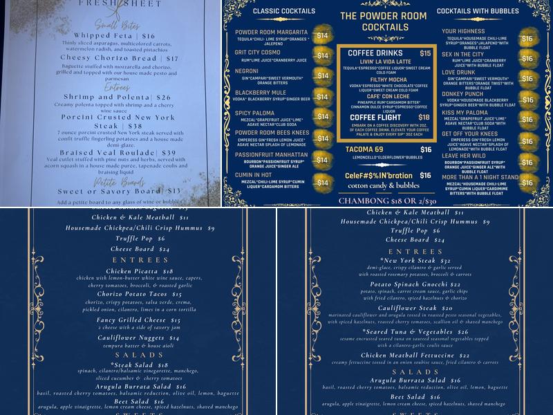 The Powder Room Champagne Bar & Restaurant Menu