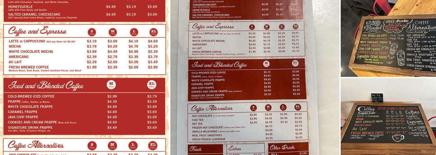 Java Moe's Coffee Company Menu
