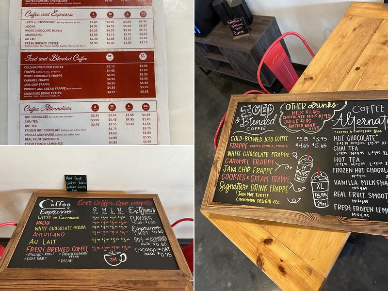 Java Moe's Coffee Company Menu