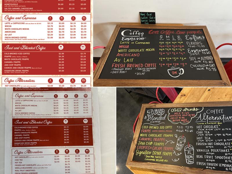 Java Moe's Coffee Company Menu