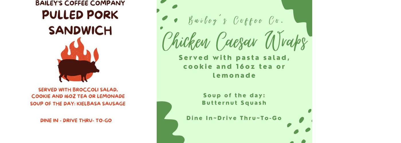 Bailey's Coffee Company Menu