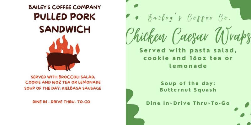Bailey's Coffee Company Menu