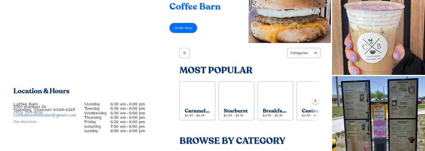 Coffee Barn Menu