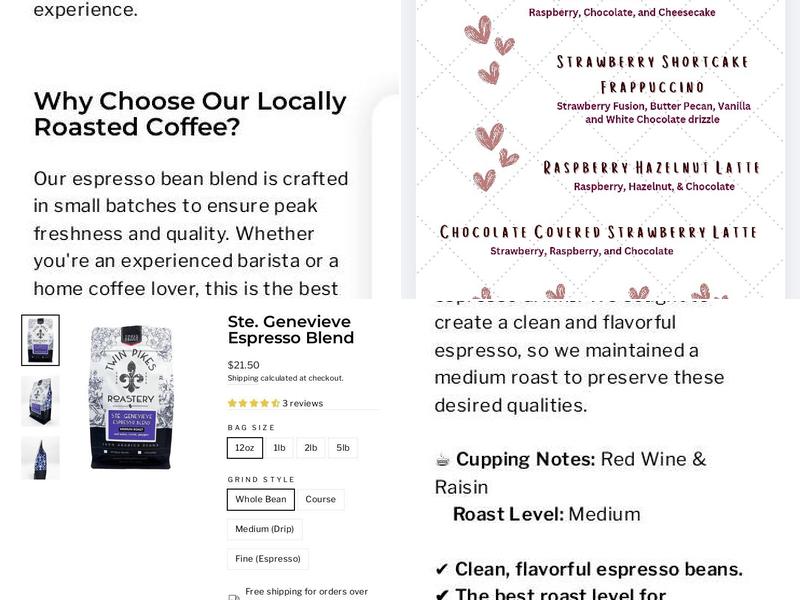 Twin Pikes Roastery Menu