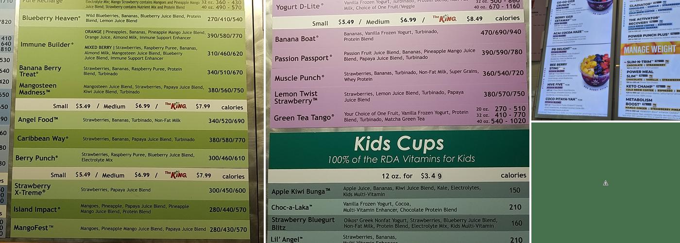 Smoothie King Menu