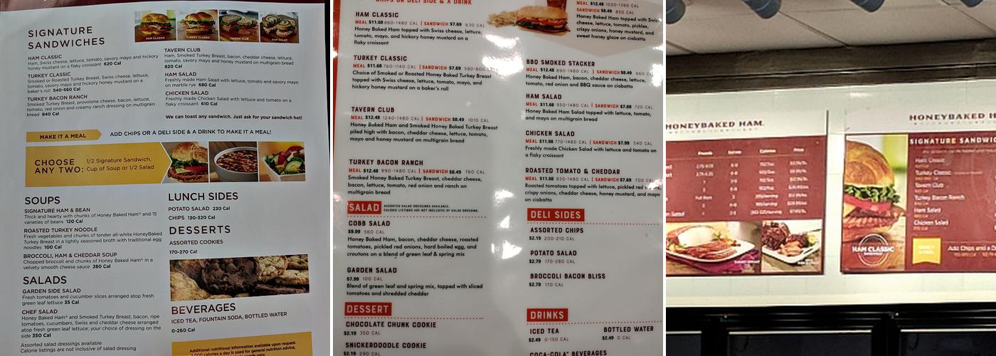 The Honey Baked Ham Company Menu