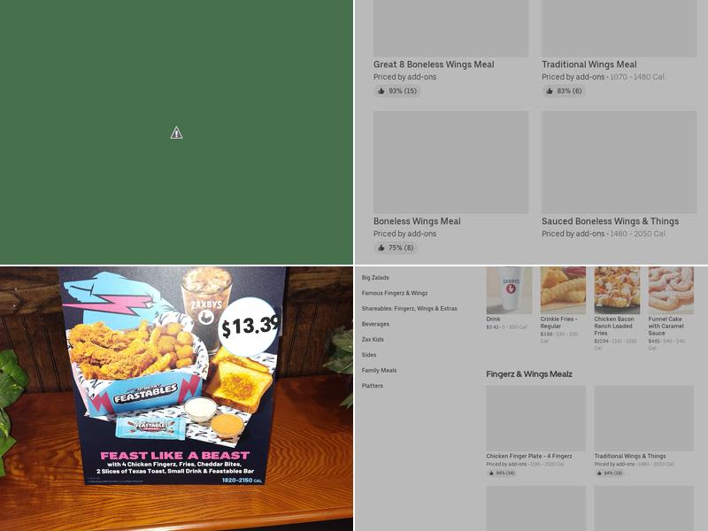 Zaxbys Chicken Fingers & Buffalo Wings Menu