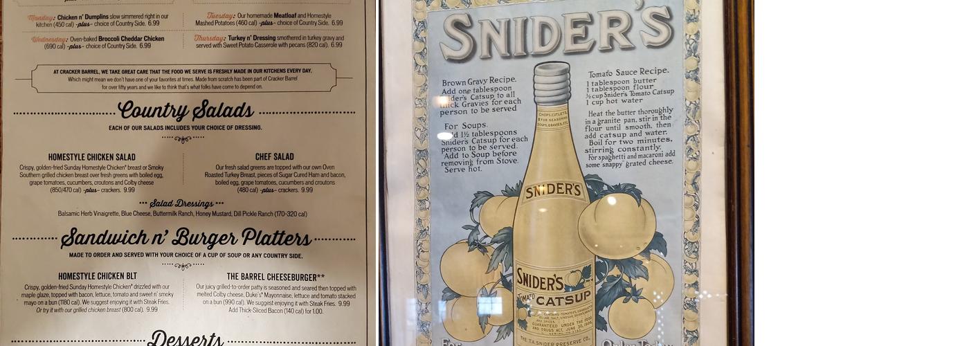 Cracker Barrel Old Country Store Menu