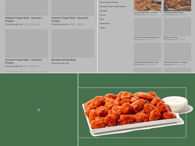 Zaxbys Chicken Fingers & Buffalo Wings Menu