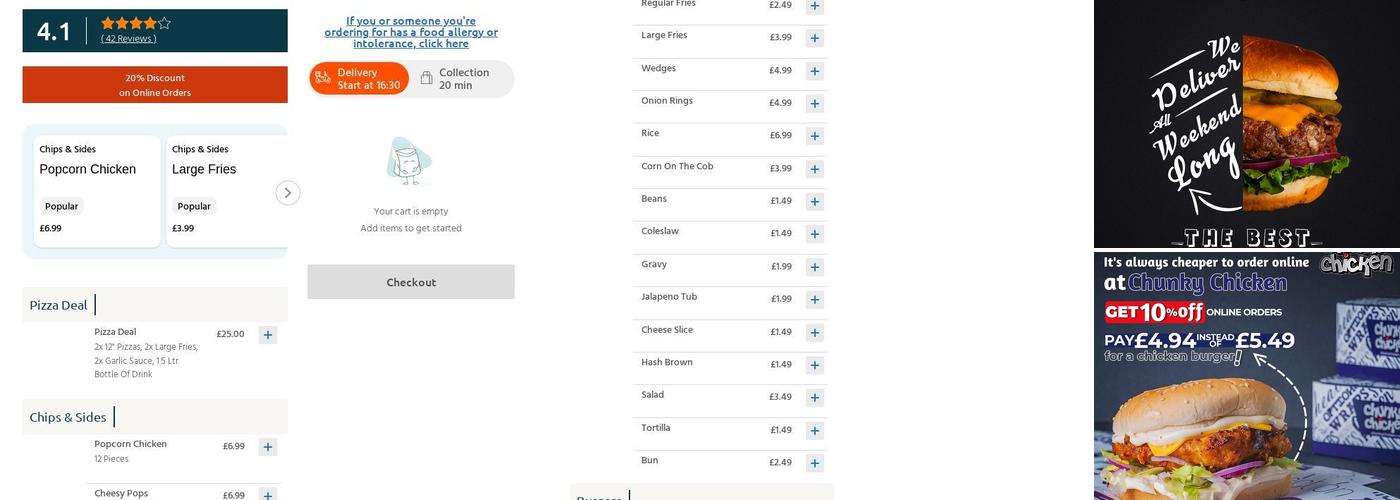 Chunky Chicken Takeaway Menu