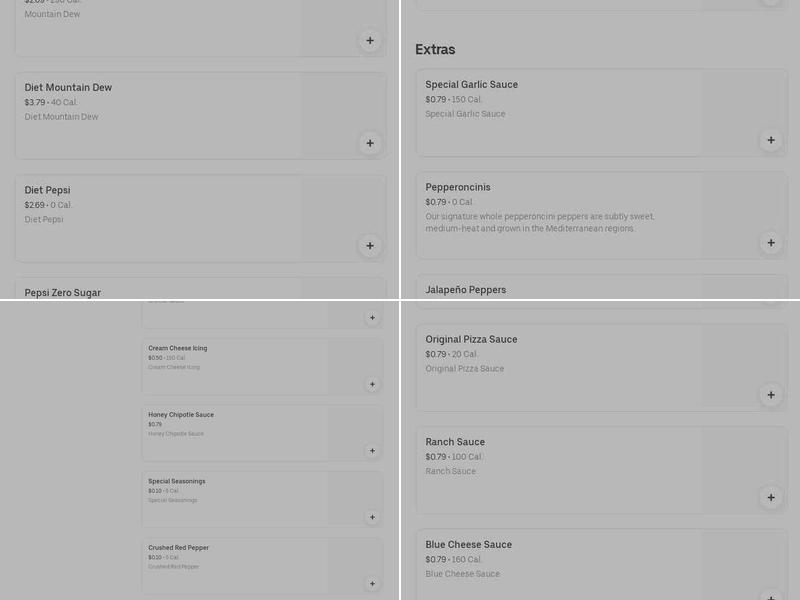 Papa Johns Pizza Menu