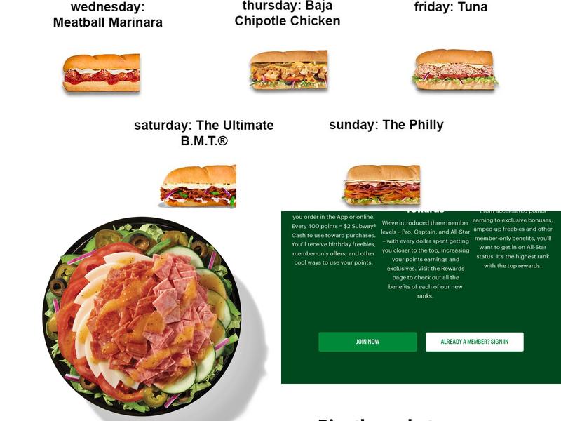 Subway Menu