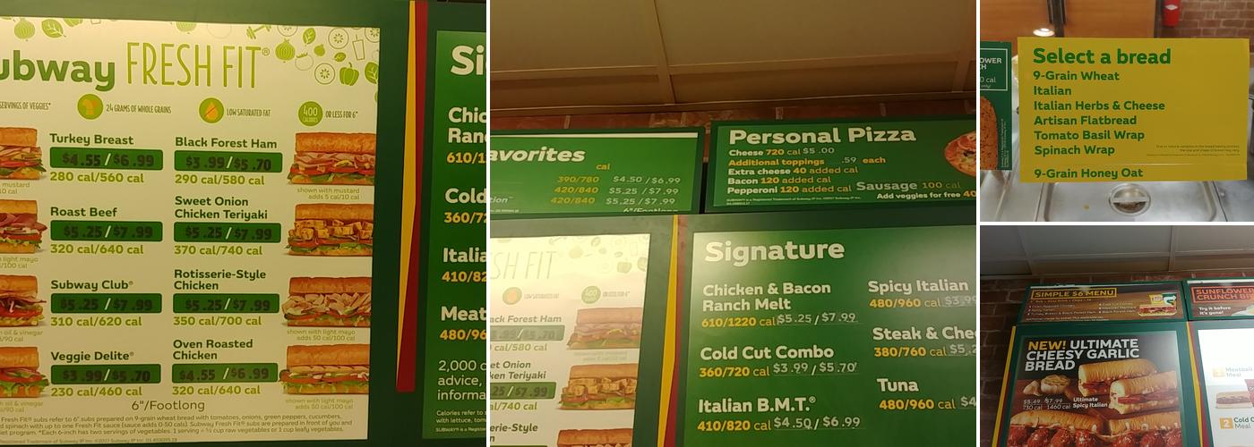 Subway Menu